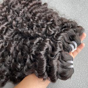 Venta al por mayor de cabello humano rizado birmano sin procesar, cabello humano rizado de duendecillo vietnamita, mechones de cabello rizado birmano - Product Image 2