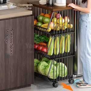 Étagère de rangement en métal rectangulaire, ouverte en dessus, empilable, avec roulettes, pour le rangement et l'organisation des articles - Product Image 2