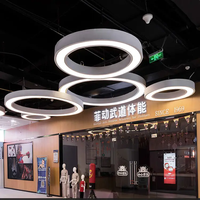 Anneaux Acryliques Dorés De Luxe Suspendus Salon Rond Dimmable Led Pendentif Lumières Pour La Maison