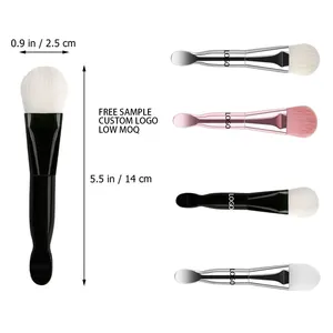 Customized logo Single double head facial mask brush Silicone head soft hair beauty brush High quality popular cosmetic brush