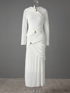 OUDINA Vestidos Largos de Punto Asimétricos de Diseño Exclusivo para Mujer, Nuevo Vestido Maxi Elegante con Detalle Trenzado para Damas - Product Image 2