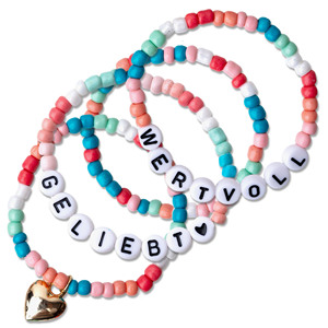 Bracelet élastique porte-bonheur multicolore avec perles lettres, énergie positive, pour filles/meilleures amies/amies – Bijou bleu populaire - Product Image 3