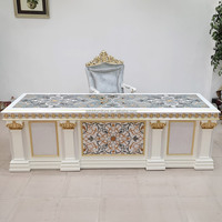 Bureau de direction de luxe baroque français meubles de maison classiques européens en bois massif avec coque de sculpture sur bois pour table d'écriture