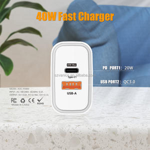 EU US UK Stecker USB-C PD 40W Schnell ladegerät 40W USB Typ C Schnell ladung <span class=keywords><strong>2</strong></span> Anschlüsse QC 3.0 Handy adapter - Product Image 5