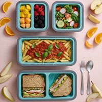 Opvouwbare siliconen maaltijdvoorbereidingsdoos, BPA-vrij, lekvrij, herbruikbaar, voedselbewaarbak, lunchbox, magnetron- en vaatwasmachinebestendig, opvouwbaar
