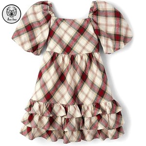 <span class=keywords><strong>Abito</strong></span> da <span class=keywords><strong>bambina</strong></span> a manica corta stampa floreale con scollo rotondo elasticizzato con collo quadrato drappeggiato a cerniera per l'estate - Product Image 6