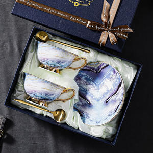 Creative <b>Gift</b> <b>Box</b> Ceramic Electroplating Tea Coffee Set Drinkware Coffee Mug Elegant Bone China - Product Image 1