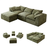 Canapé modulaire en chenille sans structure, en forme de L, surdimensionné, convertible en chaise longue, sans assemblage, assise profonde, compressé