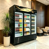 Armoire de présentation de boissons commerciale YUANDA, réfrigérateur à double porte refroidi par air avec étagères réglables, niveau 1 d'efficacité énergétique