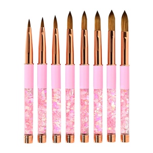 YINDUOFEI Kolinsky Hair <b>Plastic</b> Handle Nail Art Powder <b>Rod</b> Brush Pink Color Size 8 China Origin OEM/ODM Available - Product Image 5