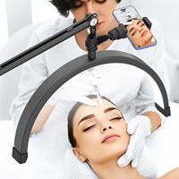 Lampe de sol demi-lune LED blanche et noire avec pince de table pour les cils, le bureau, les extensions de cils, température de couleur réglable