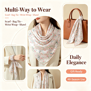 Wholesale Satin Silk Floral Print 70*180Cm <b>Large</b> Size Women Long Shawl Multi-Use Neck <b>Scarf</b> Fashion Gift for Ladies - Product Image 4