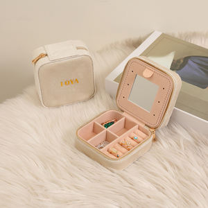 Caja de Almacenamiento de Joyas de Terciopelo Multicolor, Portátil, con Cierre, para Aretes, Collares y Anillos, con Espejo, para Viaje - Product Image 3