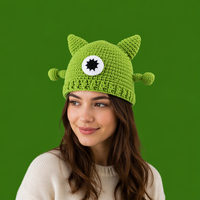 Bonnet en tricot Shrek Monstre Vert, drôle et mignon, couvre-tête d'hiver