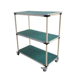Manual Hand Lean Pipe Cart Portable Trolley Cart For Workshop Wholesale Custom 4 Wheels Storage Cages Customized PVC Panel