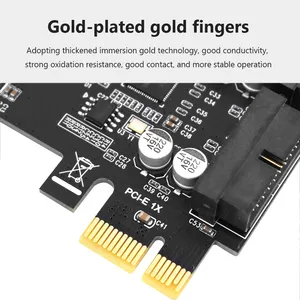 TISHRIC <span class=keywords><strong>PCI</strong></span>-E 1X Adaptador USB Tarjetas adicionales <span class=keywords><strong>PCI</strong></span> E Express Puerto dual Tarjeta de expansión de 19 pines <span class=keywords><strong>USB3</strong></span> 0 Tarjeta de expansión frontal GENL - Product Image 3