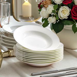 <span class=keywords><strong>Assiette</strong></span> à pâtes profonde en porcelaine fine personnalisée <span class=keywords><strong>Assiette</strong></span> à <span class=keywords><strong>soupe</strong></span> à spaghetti blanche pour dîner <span class=keywords><strong>de</strong></span> mariage - Product Image 3