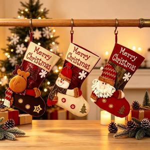Chaussette de Noël, Grand sac cadeau de Noël, Décoration de Noël à suspendre, Sac à bonbons pour enfants - Product Image 3