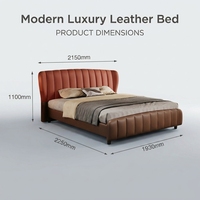 Tête de lit capitonnée verticale moderne de luxe en cuir marron caramel, rembourrée, écologique, pour lit double, mobilier de chambre à coucher