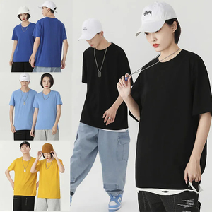 100% algodón ajuste suelto 160GSM-280GSM bordado impresión personalizada Logo hombros caídos camisetas en blanco de gran tamaño - Product Image 3