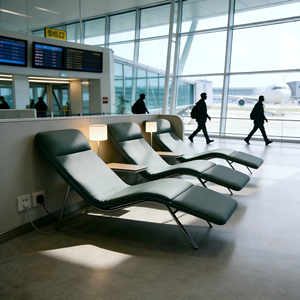 Chaise longue inclinable en cuir PU pour aéroport, salle d'attente publique, terminal, hôpital, clinique, espace de repos - Product Image 1
