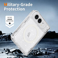 Nouvelle coque de téléphone portable transparente à paillettes en PC et TPU avec pare-chocs pour iPhone Duo, design pliable gauche-droite, logo personnalisé