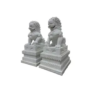 공장 직매 백색 대리석 사자 중국 돌 사자 Foo 개 동상 판매