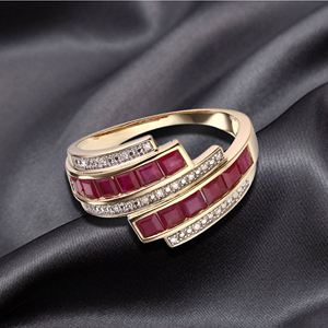 2022 thời trang 9K 10k 14k 18K Zirconia <span class=keywords><strong>Ruby</strong></span> phụ nữ giá tốt nhất bất Vàng Nhẫn - Product Image 2