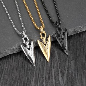 Collier Pendentif Pointe de Flèche Personnalisable Symbole Tribal Chasseur Âge de Pierre Breloque Triangle Gothique Audacieuse pour Hommes Chaîne en Acier Inoxydable - Product Image 2