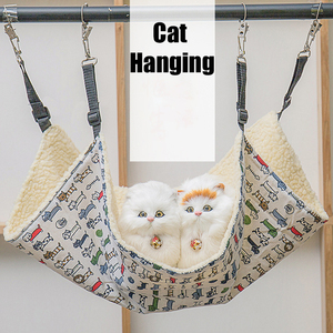 Hamaca colgante gruesa para gatos de interior <span class=keywords><strong>DIY</strong></span>, cama columpio, jaula para mascotas, hamaca con correas ajustables para gatos, perros pequeños, conejos - Product Image 2