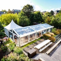 Tente de réception à structure en aluminium à portée libre avec toit transparent pour mariages, banquets et dîners - À vendre