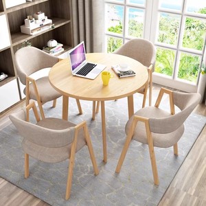 Nordic One <span class=keywords><strong>Petite</strong></span> table à manger en bois massif imitation quatre chaises pour la zone <span class=keywords><strong>de</strong></span> réception Négociation <span class=keywords><strong>Bureau</strong></span> Loisirs Utilisation Restaurant Ensembles - Product Image 1