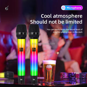 TNH UM-WX82 красочный RGB светящийся беспроводной портативный микрофон с переключаемыми светодиодными лампами перезаряжаемый приемник для караоке - Product Image 4