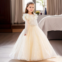 Robe de soirée pour filles transfrontalière, style européen et américain, blanche, pour demoiselle d'honneur, mariage, banquet, anniversaire, princesse, en maille à volants