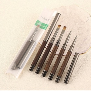 New Wooden Pole Metal Nail <b>Brush</b> Set Uv Nail Gel <b>Round</b> Head <b>Brush</b> Flat Head <b>Brush</b> Factory Customized Wholesale - Product Image 4