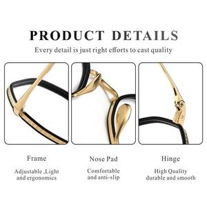 デザイナー六角形眼鏡フルリムチタン光学フレームグレーシルバーファッション眼鏡ソリッドパターン軽量 - Product Image 2