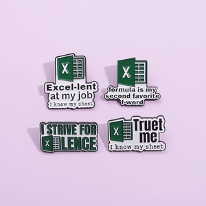 Excel Lembar Kerja huruf Enamel pin <span class=keywords><strong>Custom</strong></span> untuk Spreadsheet sheet bros kerah lencana hewan perhiasan hadiah untuk anak-anak teman - Product Image 1
