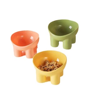 Pet Bowls Macaron Colors <b>Elephant</b> Leg Design Anti Tipping Non Slip Elevated Feeding Bowl For Cat Food Grade Plastic - Product Image 1