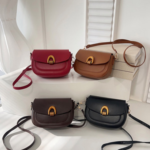 <b>Wine</b> Red Retro High-grade PU Texture Underarm <b>Bag</b> Women's Spring New Arrival Zip Shoulder Crossbody Single Strap Tanjing - Product Image 4