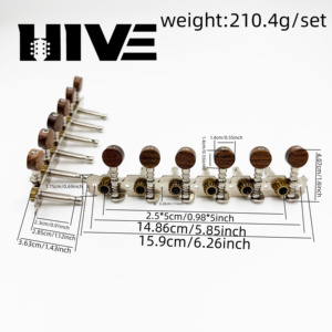 HIVE Exquisite 6L6R Clavijas de <span class=keywords><strong>Afinación</strong></span> para <span class=keywords><strong>Guitarra</strong></span> Eléctrica de 12 Cuerdas y 6 Rodillos con Cabeza Redonda de Acero y Mango de Madera de Acacia - Product Image 2