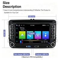 Radio Mobil Android 14 7 inci dengan Layar Sentuh, Dudukan Dashboard untuk VW Volkswagen, Android Auto Wireless, CarPlay, USB, dan WiFi Terintegrasi