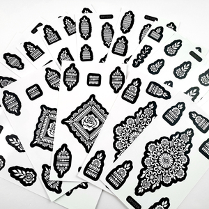 Plantilla autoadhesiva de PVC personalizada, transferencia DIY, pegatina temporal de impresión, pintura facial de mano, plantilla de tatuaje con aerógrafo Henna - Product Image 4