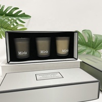 Lot de 3 bougies parfumées en verre coloré, étiquette privée, bougies en cire de soja biologique personnalisées, emballages en gros, coffret cadeau de luxe