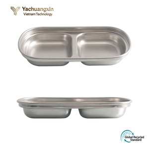 Stainless Steel Rectangular 3-Compartment <b>Dipping</b> Dish for Sauce Serving - Product Image 4