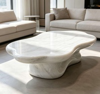 Table basse en marbre blanc jazz naturel de qualité supérieure, table d'appoint moderne en pierre pour la décoration intérieure de villas, hôtels et salons