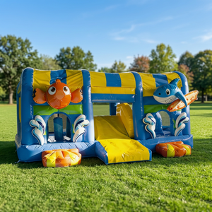 Castillo Inflable Douerfei con Tobogán, Temática Marina/Oceánica, Diseño de Pez Dorado, PVC, 4x6m, Capacidad para 500KG, 20 Personas, Fácil de Instalar - Product Image 4