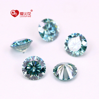Moissanite synthétique de laboratoire en vrac de 5 mm à 8 mm, pierres rondes à taille brillante, VVS, bleu vert