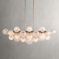 Restaurant moderne Bar Suspension Rectangulaire Boule de Verre Suspension Lustre Cristal Rond Sphérique Suspension Lampe