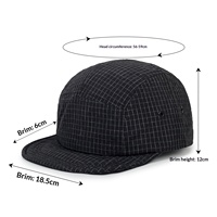 Gorra de Béisbol Deportiva de 5 Paneles, a Cuadros, Transpirable e Impermeable, Unisex, para Todas las Estaciones, para Montar al Aire Libre, con Visera Plana, 100% Poliéster