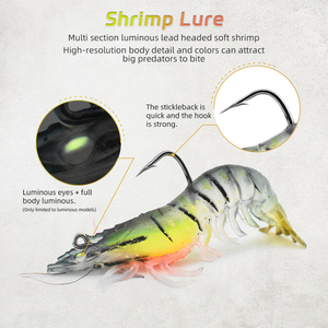 กุ้งปลอมพร้อมตะขอตกปลาแบบนิ่ม12กรัม/9มม. กุ้งแสงกลางคืน - Product Image 3